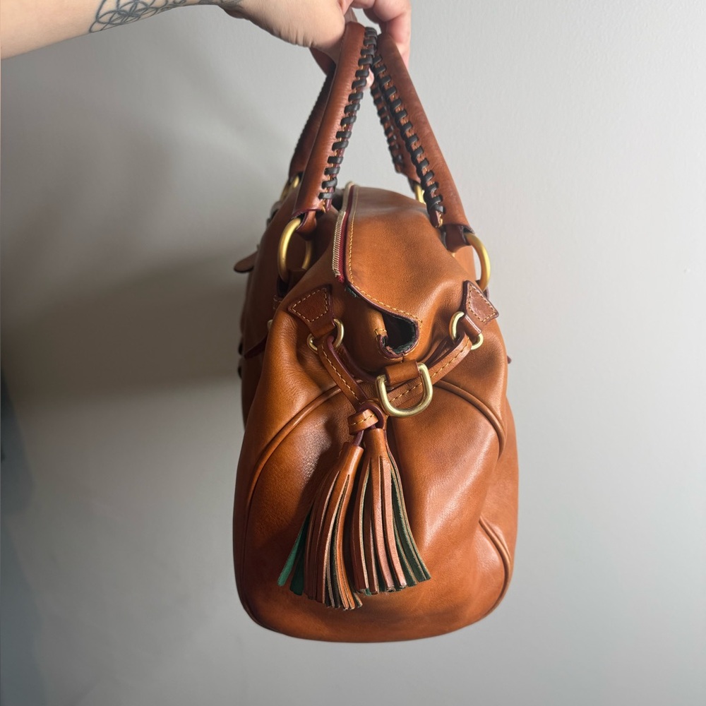 Dooney & Bourke Florentine Brown Leather Satchel Old Money Aesthetic Classic Bag - Picture 4 of 4